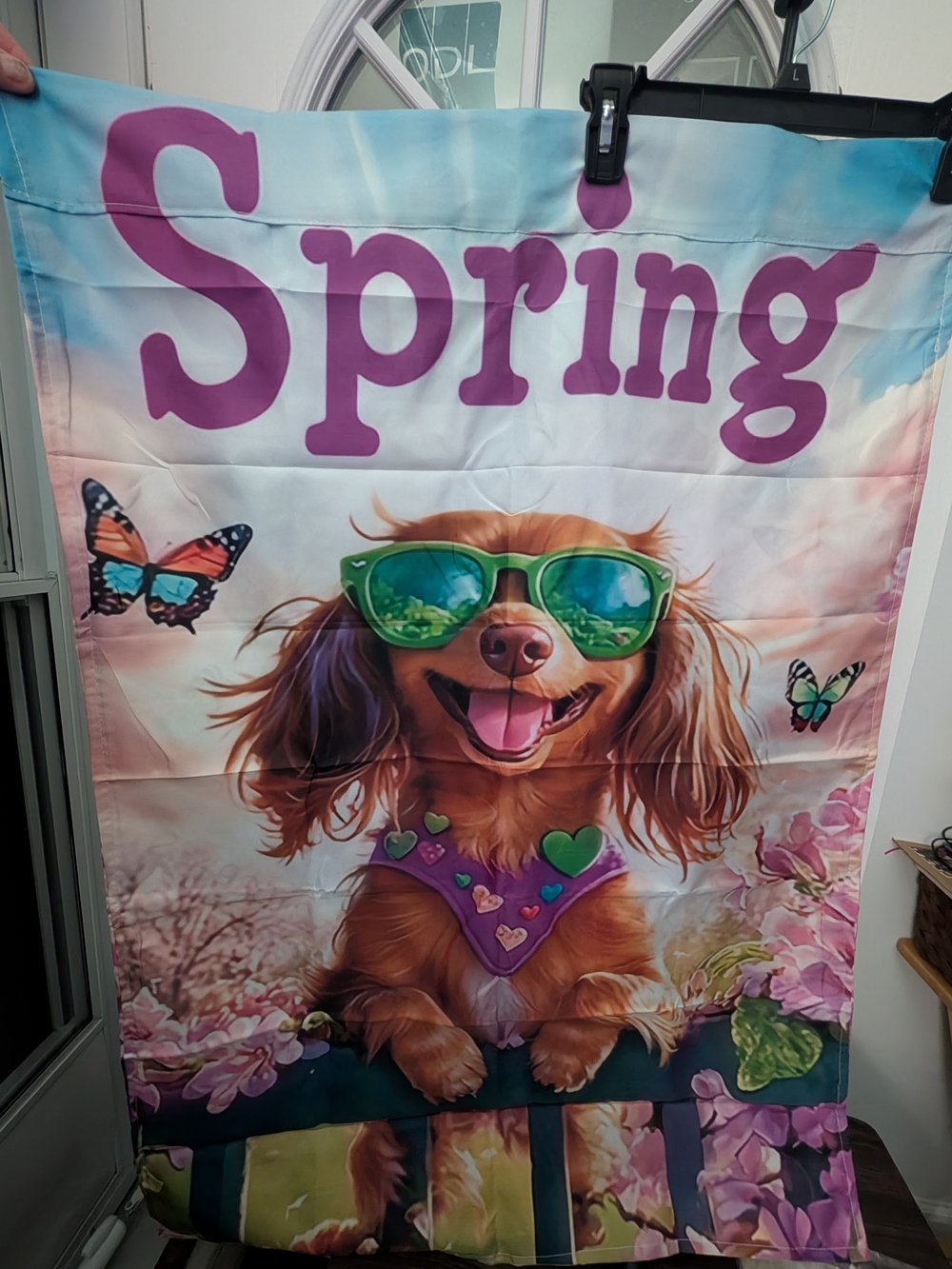 Daschund Spring House Flag
